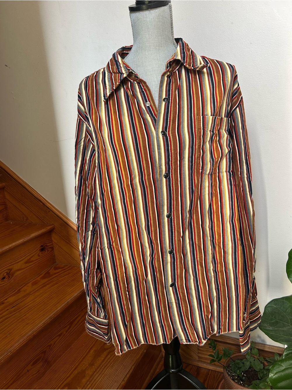 Fender Multi-Stripe Button-Down Shirt in Red, Yellow & Blue 100% Cotton